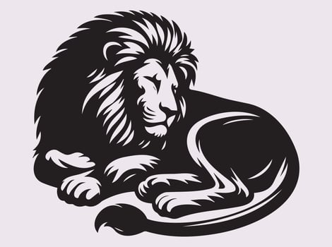 Sleeping Lion Silhouette, Dynamic Lion Activities Illustration vector