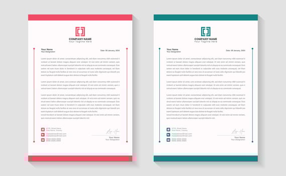 Modern clean business style letterhead bundle of corporate project design. Set to print. modern business letterhead in abstract design. Elegant template design in minimalist vector