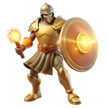 vibrant minimalist Golden Warrior 3D Render original png