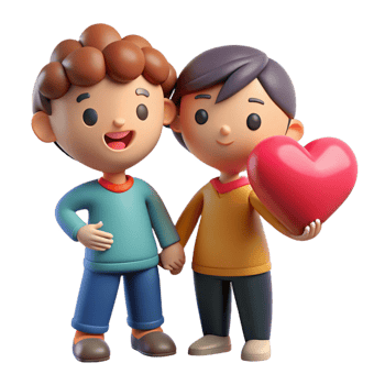 impressive abstract 3D Illustration Cute Cartoon Children Holding Heart premium png