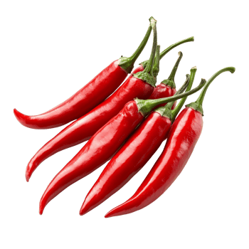 Fresh red chili peppers arranged on a transparent background, showcasing their vibrant color and unique shape, Red chili pepper isolated on transparent background png