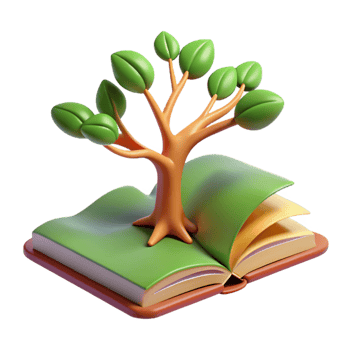 elegant rustic 3D Render Book Tree Illustration exclusive png