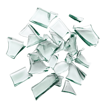 Pieces of broken glass scattered on a transparent background creating a transparentlike effect, broken glass pieces isolated on transparent background png