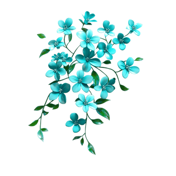 Delicate turquoise flowers arranged beautifully against a bright background showcasing natures charm, bush of delicate turquoise flowers, file of isolated object with shadow on transparent background png
