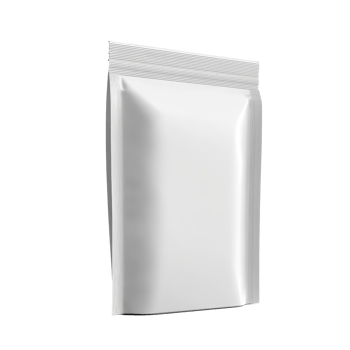 Blank snack packaging, side view, isolated on a transparent background showcasing minimalist design for versatile use, Side view of blank snack packaging isolated Stock Illustration png