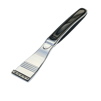 A stainless steel razor blade isolated on a clean transparent background for clarity and detailed examination purposes, razor blade isolated on a transparent background png