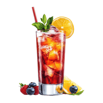 Refreshing summer cocktail with fruit and mint garnish on a transparent background, summer cocktail isolated transparent background png