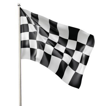 Checkered flag waving majestically against a transparent background, symbolizing victory in racing events and competitions, Checkered Flag Waving on transparent background png
