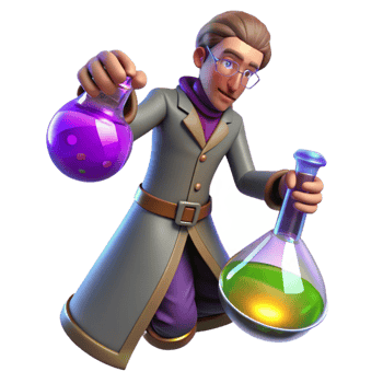 beautiful vintage 3D Alchemist Cartoon Illustration premium png