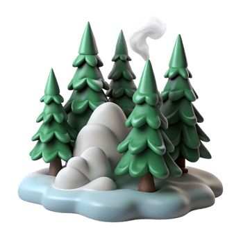 vibrant contemporary Winter Wonderland 3D Render authentic png