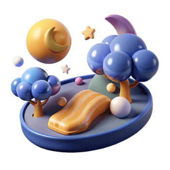 elegant rustic 3D Render Night Scene with Moon, Stars, and Slide exclusive png