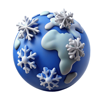 serene modern Winter Globe 3D Illustration genuine png