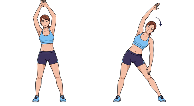 A woman doing a stretch exercise png