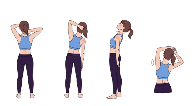 A woman doing a series of exercises in different positions png