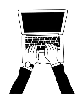 Business man is typing on a laptop isolated vector