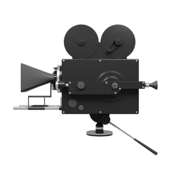 Side views 3d render old movie camera png
