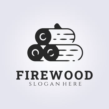 vintage line art firewood logo, pile of logs wood logo vector