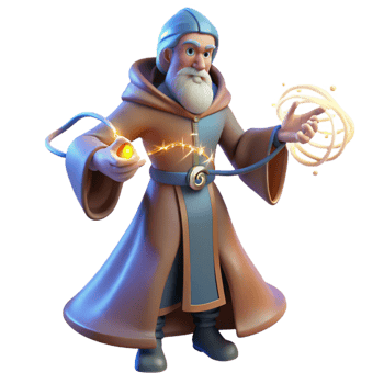 vibrant classic 3D Cartoon Wizard Magical Render high quality png