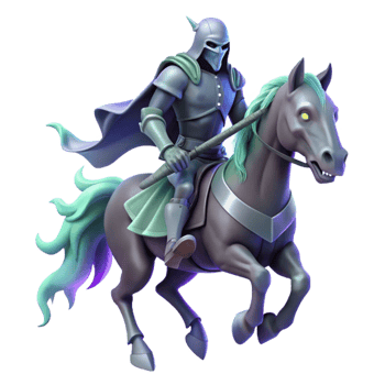 serene rustic 3D Illustration Knight on Horseback premium png