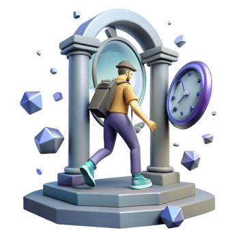 dramatic artistic 3D Illustration Traveler Through Time high resolution png