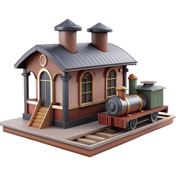 wonderful contemporary Cartoon Train Station 3D Render high quality png