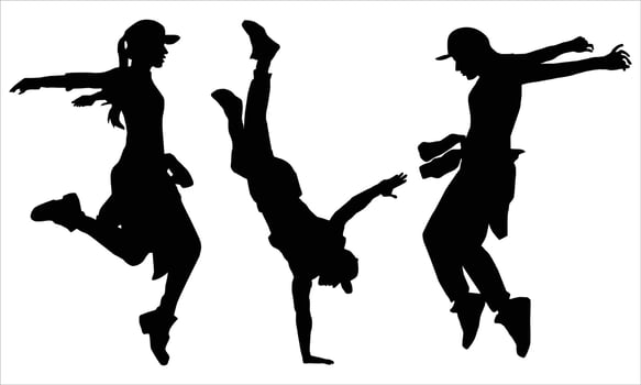 boy and girl street dance silhouette vector