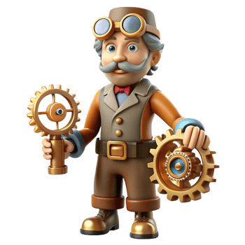 beautiful rustic Steampunk Engineer 3D Illustration exclusive png