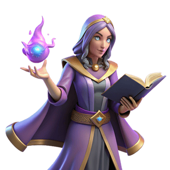 elegant traditional Purple Robed Mage 3D Render exclusive png