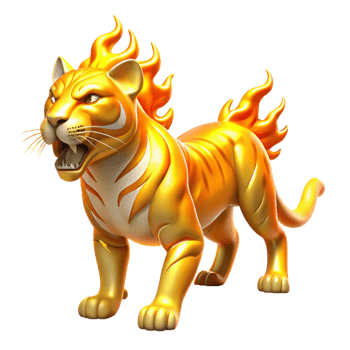 magnificent modern Fiery Golden Tiger 3D Render high resolution png