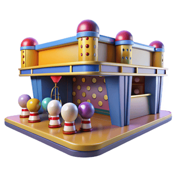vibrant abstract 3D Render Colorful Arcade Game Booth detailed png