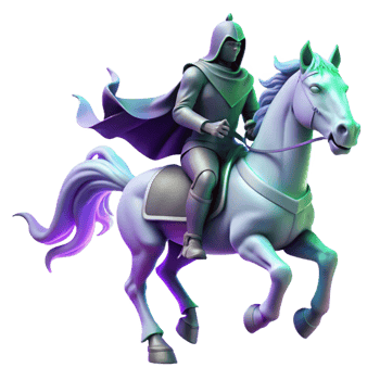 serene minimalist Knight on Horseback 3D Illustration genuine png
