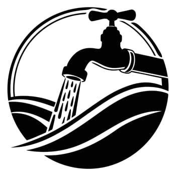 illustration Water Tap Logo Black White Silhouette Style vector