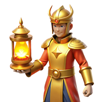 serene classic 3D Render Golden Warrior Lantern Illustration 4K png
