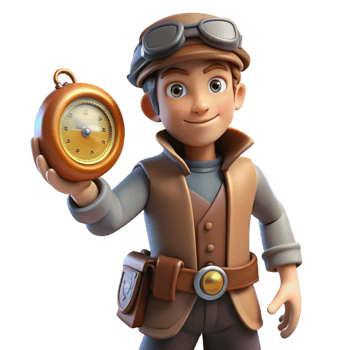 stunning rustic 3D Cartoon Boy with Compass Illustration original png