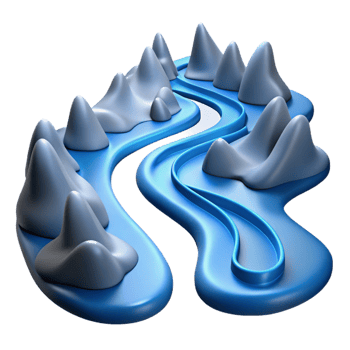wonderful contemporary Abstract 3D Render Blue River Landscape high quality png