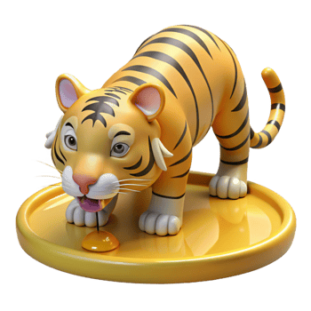serene contemporary Cartoon Tiger 3D Render high quality png