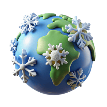 extraordinary vintage Winter Globe 3D Render high quality png