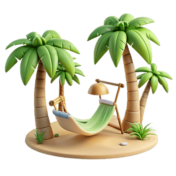 magnificent abstract Tropical Hammock 3D Render professional png