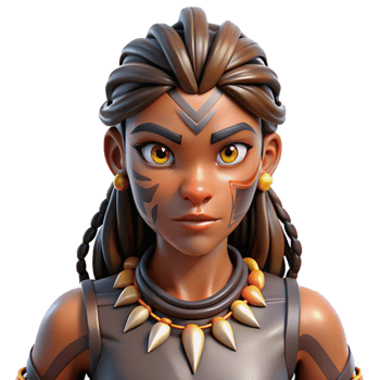 vibrant rustic 3D Render Stylized Female Avatar detailed png