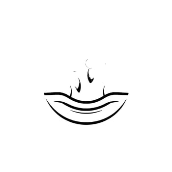 Minimalist Abstract Illustration Black and White Lines Depicting Rising Steam and Water in Serene, Isolated Space. vector