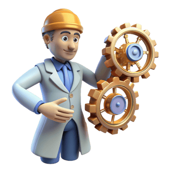 beautiful artistic 3D Illustration Engineer Gears professional png