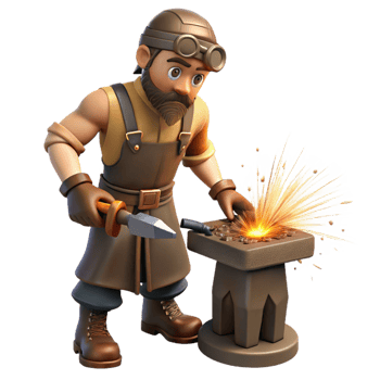 beautiful artistic Cartoon Blacksmith 3D Render detailed png