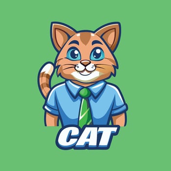 Smart Cat Mascot Cartoon with Logo Illustration vector