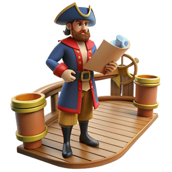 beautiful modern 3D Cartoon Pirate Captain Illustration 4K png