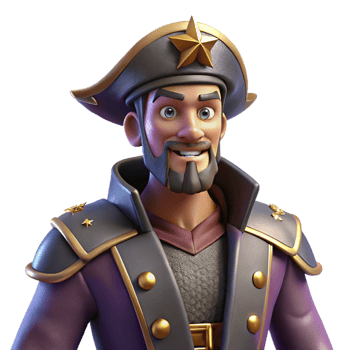 serene traditional Smiling Cartoon Pirate Captain 3D Render authentic png