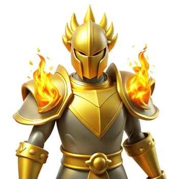 dramatic minimalist Golden Knight 3D Render exclusive png