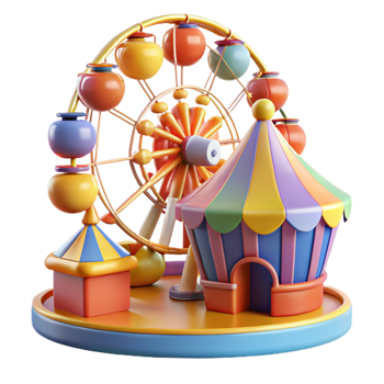 impressive artistic Funfair 3D Render Cartoon Ferris Wheel detailed png