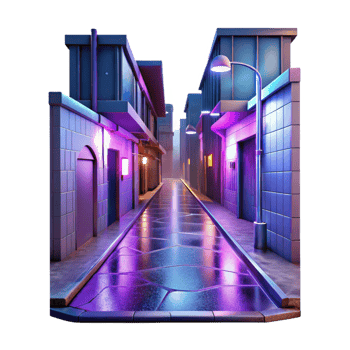 stunning abstract Neon City Alley 3D Render exclusive png