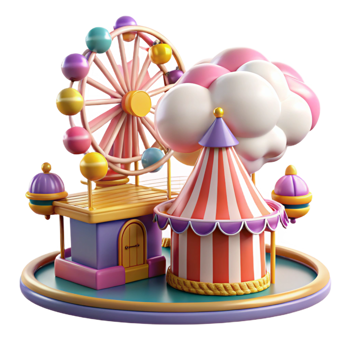 extraordinary creative 3D Cartoon Fairground Illustration original png