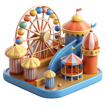 wonderful rustic 3D Cartoon Amusement Park Illustration genuine png
